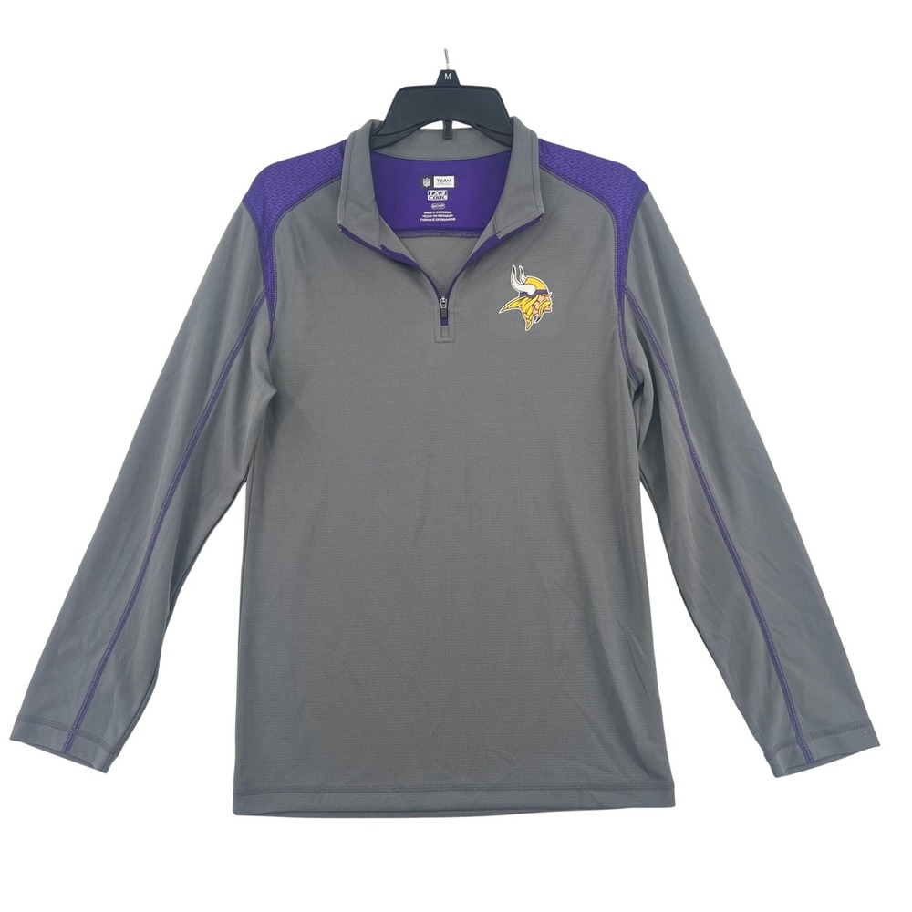 NFL Team Apparel Minnesota Vikings Football‎ TX3 Cool Mens S Gray 1/4 Zip